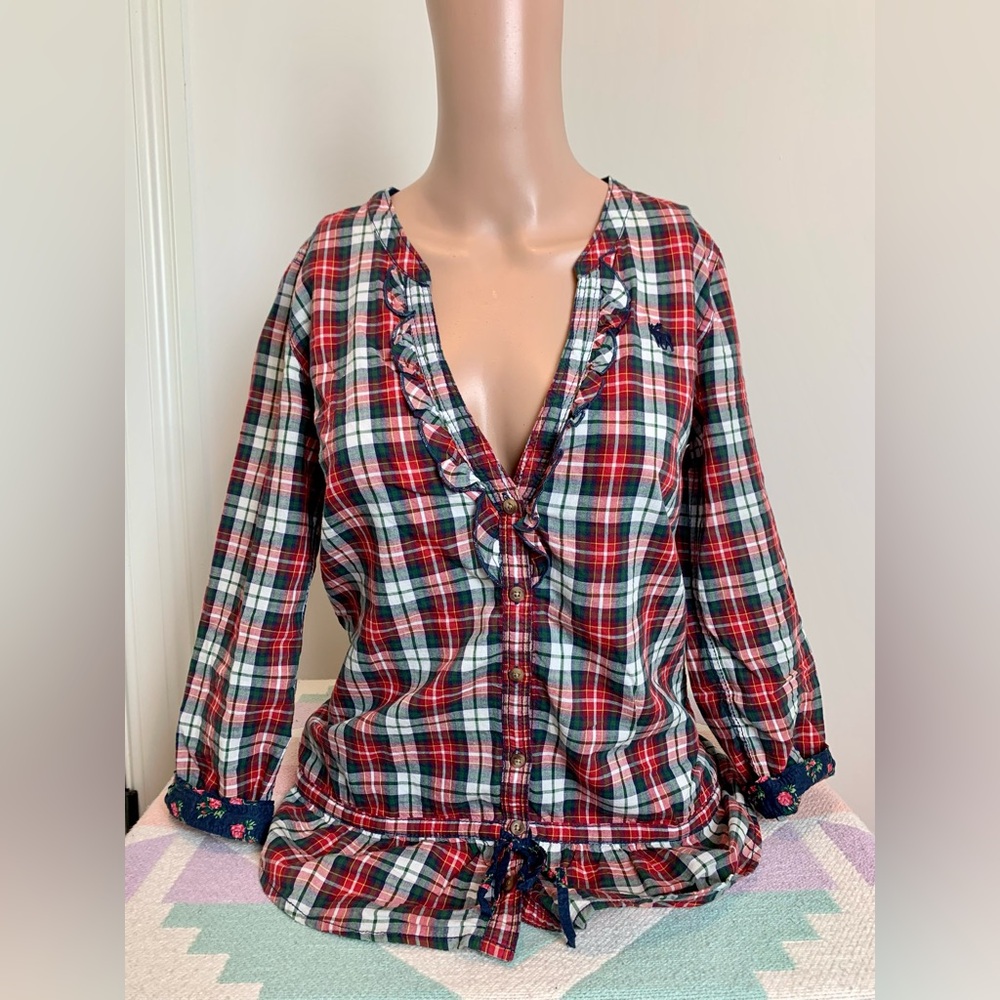 Vintage! A&F button down plaid peplum shirt